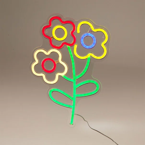 Διακοσμητικό Τοίχου Με Neon (26.5x39) K-M Flowers NE1100220