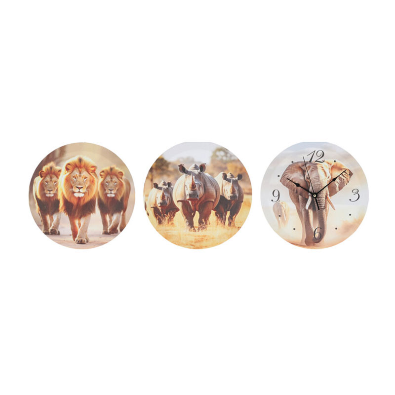 Ρολόι Τοίχου με Πίνακες (3Τμχ) K-M Animals Dd1000510 Διακόσμηση Ρολόγια & Επιτραπέζια Μοντέρνα Spitishop