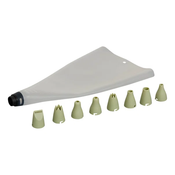 Κορνέ Ζαχαροπλαστικής Με 8 Μύτες F-V Silicone 209618 (Τυχαία Επιλογή Χρώματος)