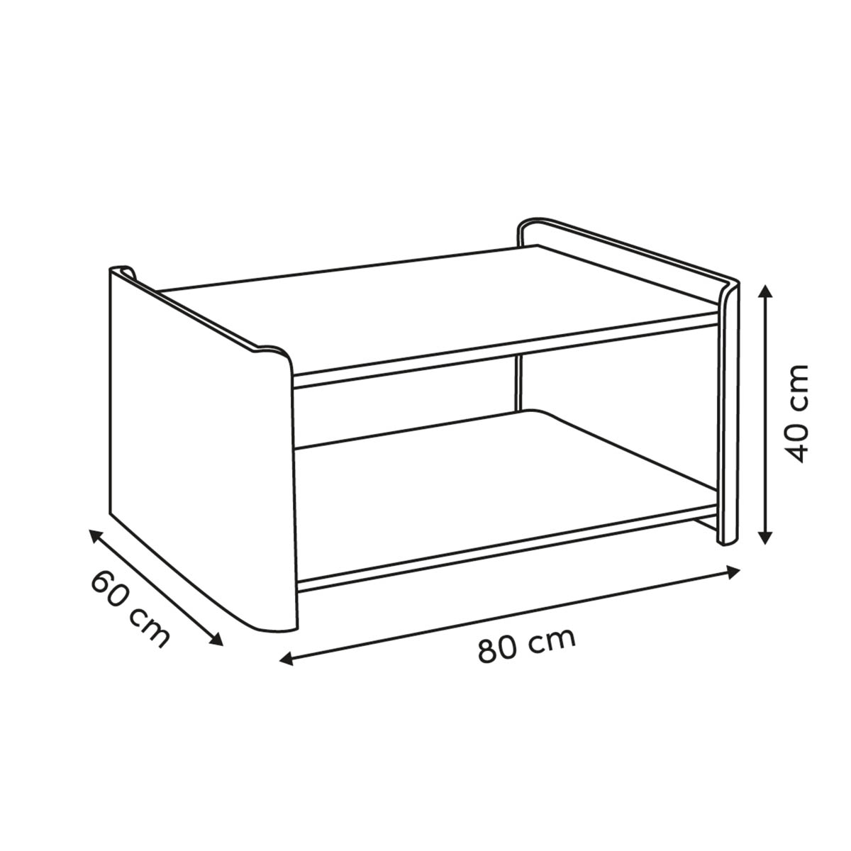 Τραπέζι Σαλονιού με Ράφι (80X60X40) F-V Roundy 212825 Έπιπλα Τραπεζάκια Μέσης Spitishop