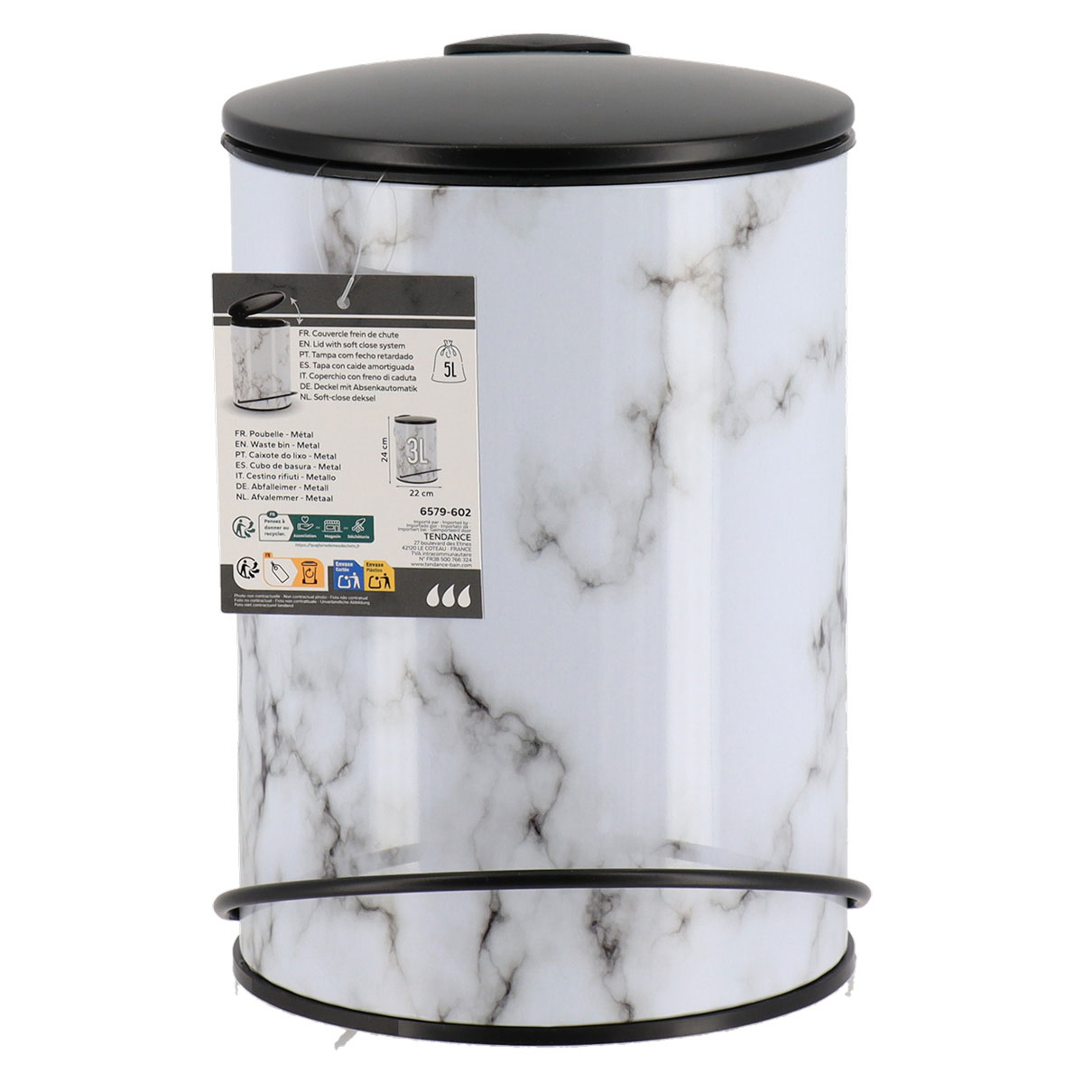 Κάδος Απορριμμάτων Μπάνιου (Φ17X24) T-D 3Lt Black 6579602 Μπάνιο Αξεσουάρ Κάδοι Spitishop