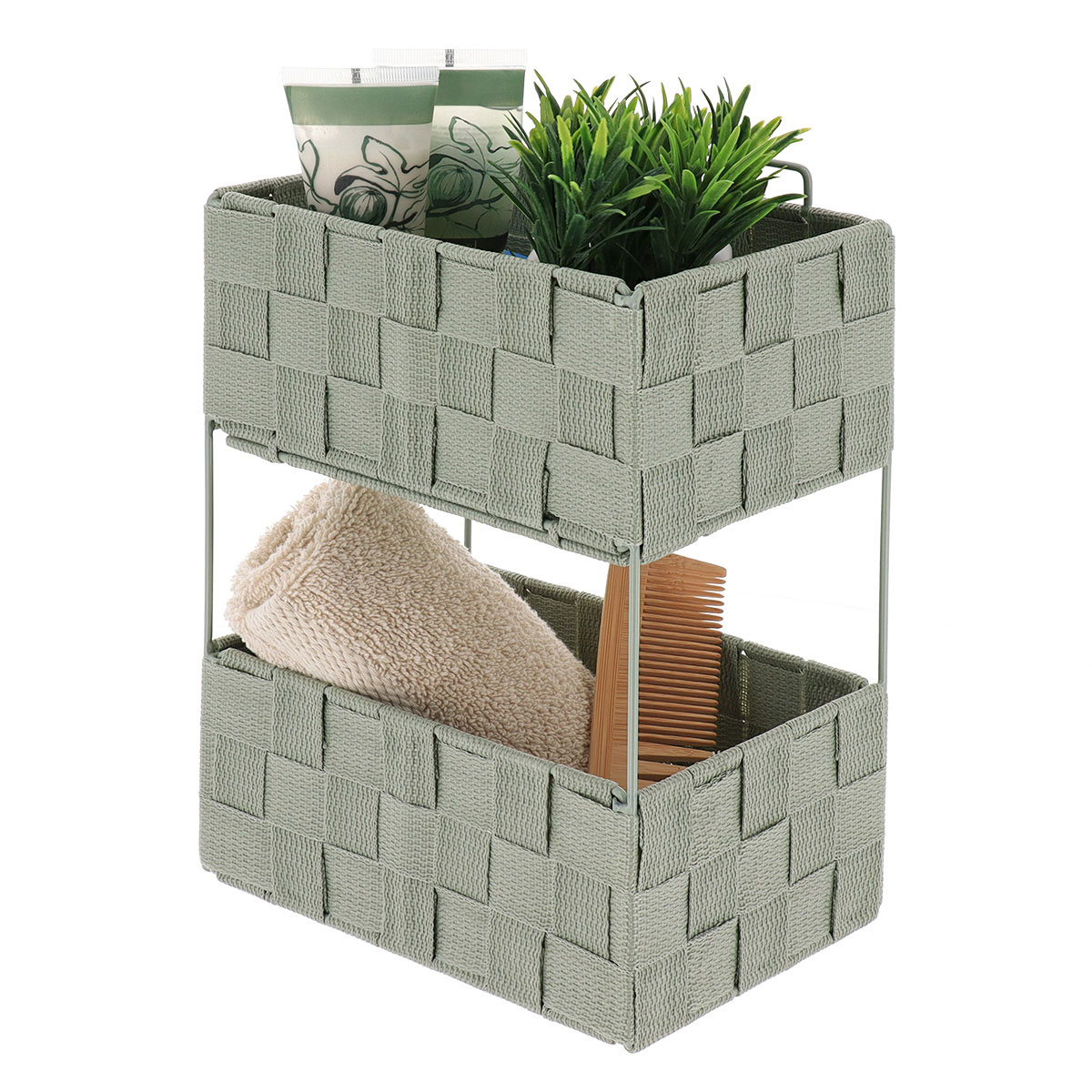 Ραφιέρα Μπάνιου Διπλή (20.5x13x28) T-D Sage Green 84230144