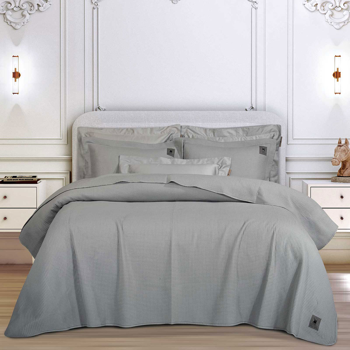 Ζεύγος Μαξιλαροθήκες Καπιτονέ (50X70) Greenwich Polo Club 3496 Grey Λευκά Είδη Κρεβατοκάμαρας Ύπνου Σετ Spitishop