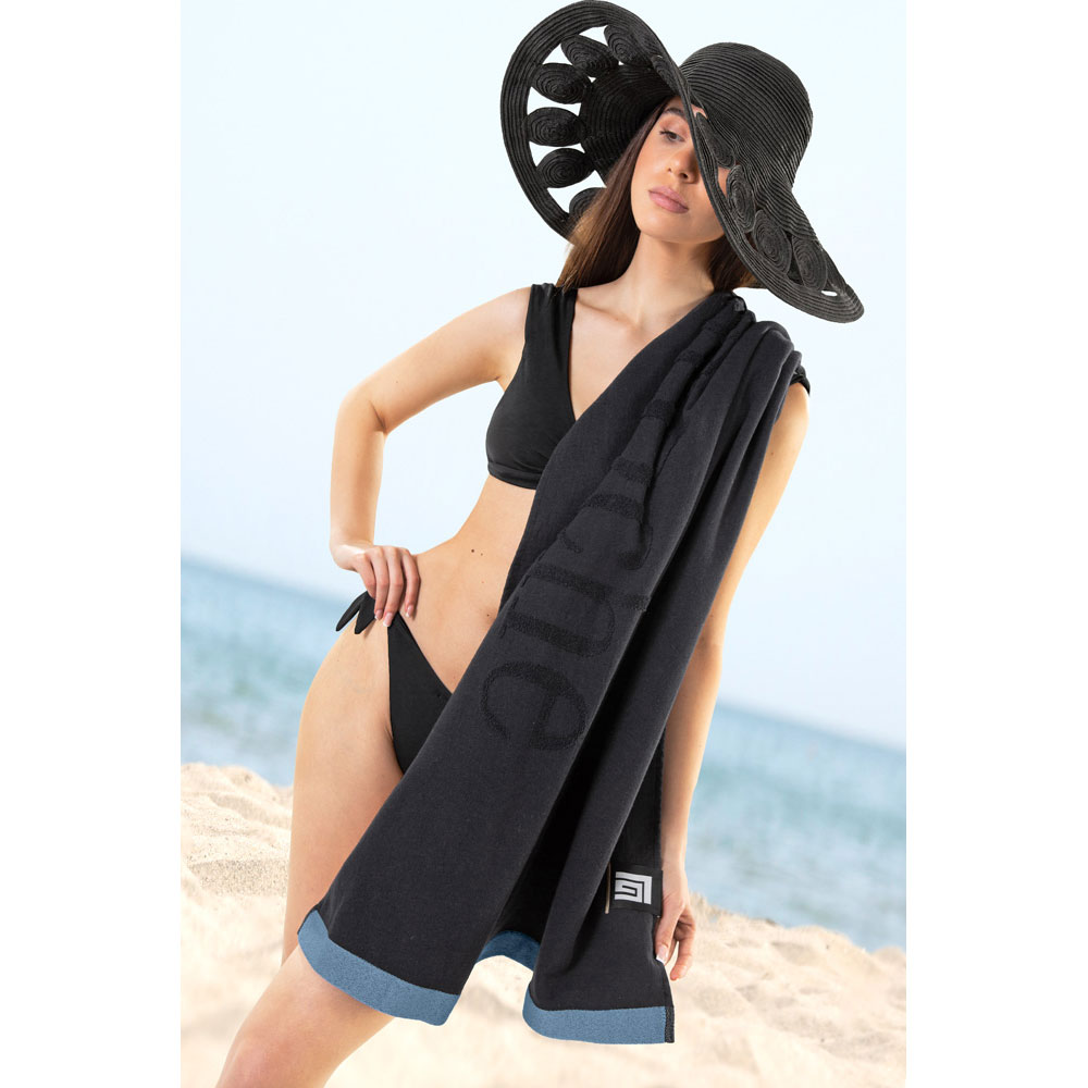 Πετσέτα Θαλάσσης (90X180) Guy Laroche Double Blue Black Πετσέτες Ενηλίκων Ανδρικές Spitishop