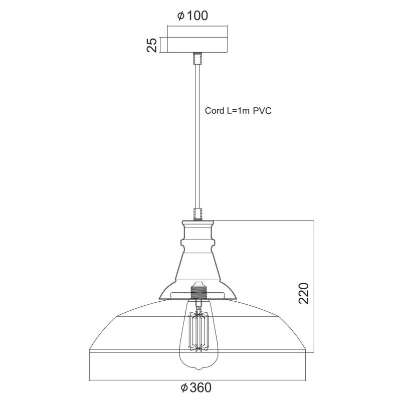 Φωτιστικό Οροφής Μονόφωτο Aca Minore Ks1290P36T1Bk Black Matt Φωτιστικά Κρεμαστά Spitishop