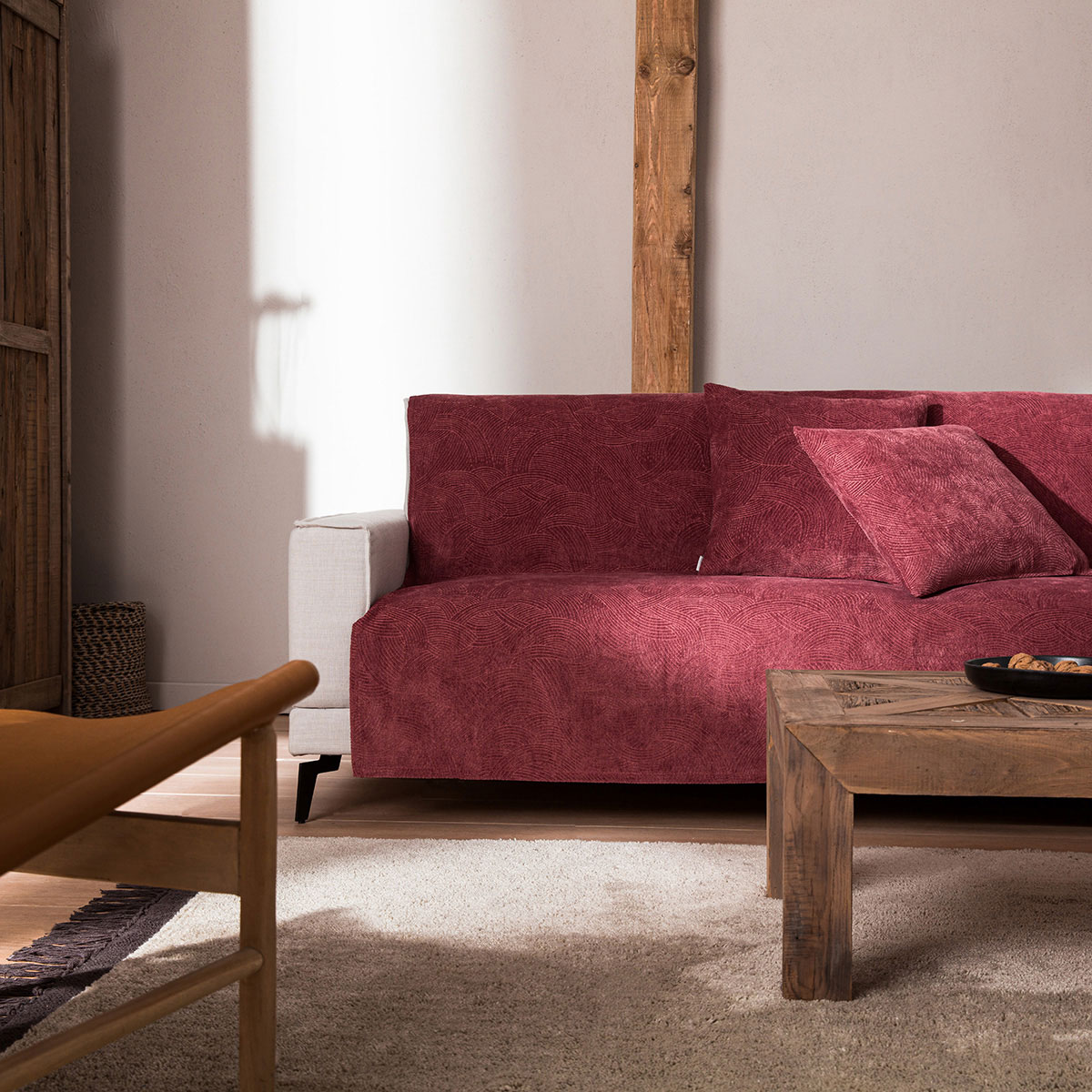 Ριχτάρι Πολυθρόνας Βελουτέ (180x180) Gofis Home Nimbus Pomegranate 447/02