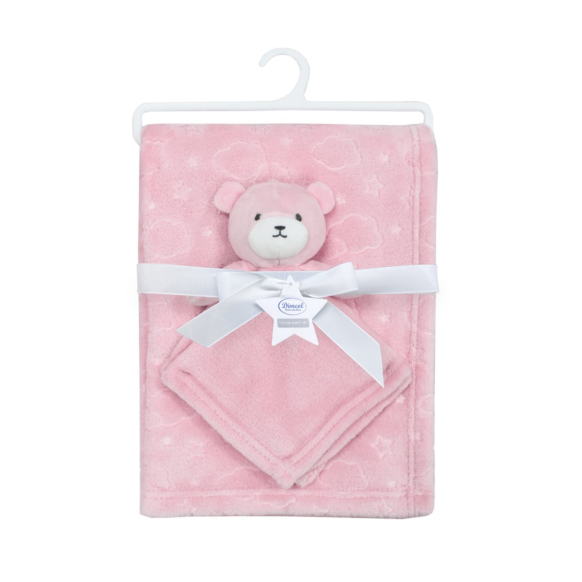 Κουβέρτα Fleece Αγκαλιάς (75x100) + Πανάκι Παρηγοριάς Dimcol Bear 08 Pink