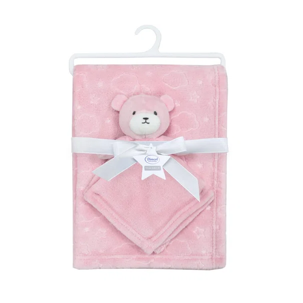 Κουβέρτα Fleece Αγκαλιάς (75x100) + Πανάκι Παρηγοριάς Dimcol Bear 08 Pink