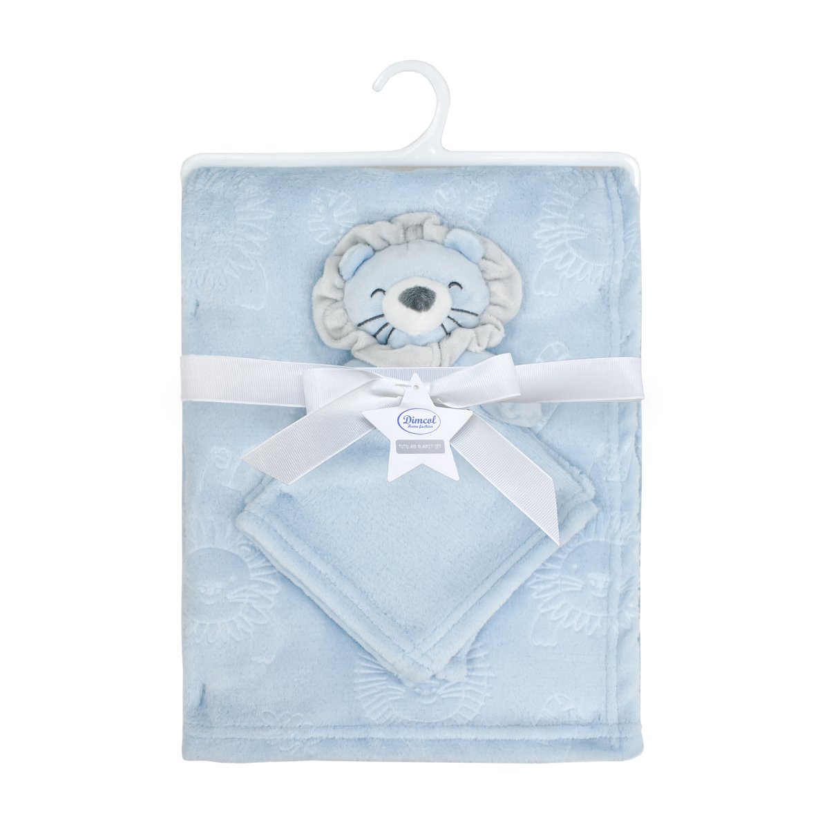 Κουβέρτα Fleece Αγκαλιάς (75x100) + Πανάκι Παρηγοριάς Dimcol Lion 09 Sky Blue