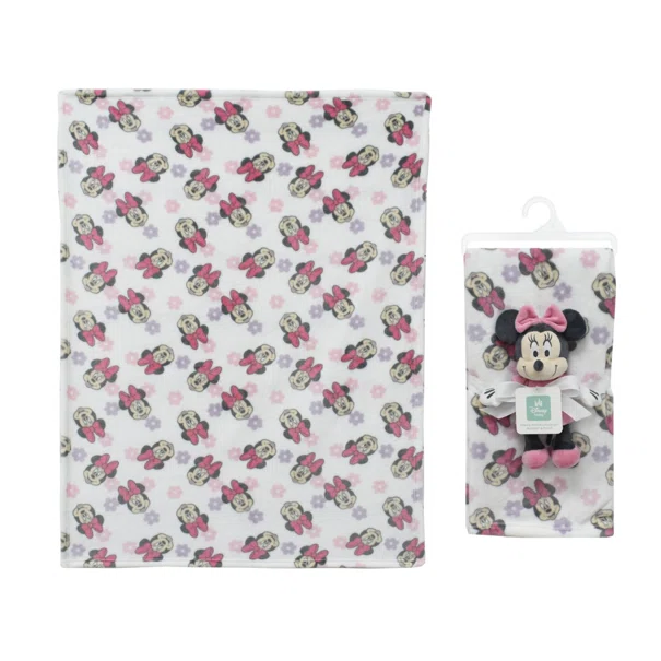 Κουβέρτα Fleece Αγκαλιάς (75x100) + Λούτρινο Dimcol Minnie 31 White-Black
