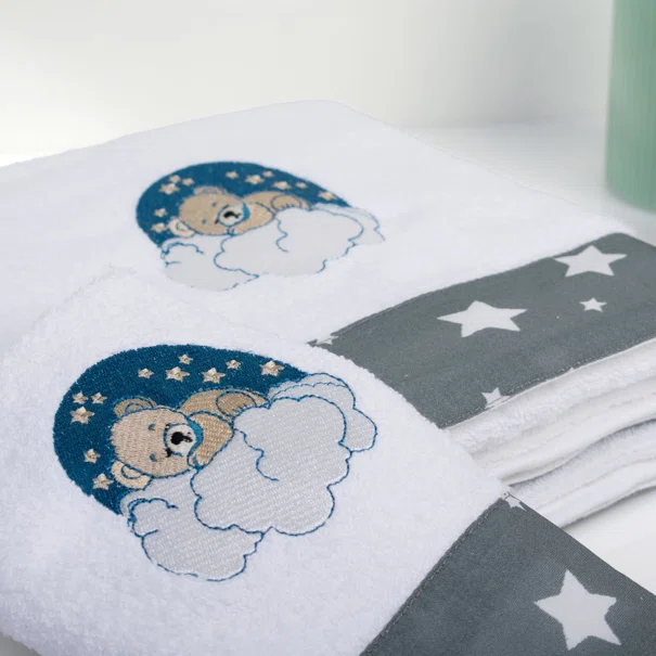 Παιδικές Πετσέτες (Σετ 2τμχ) Dimcol Cloudy Bear 176 White-Grey