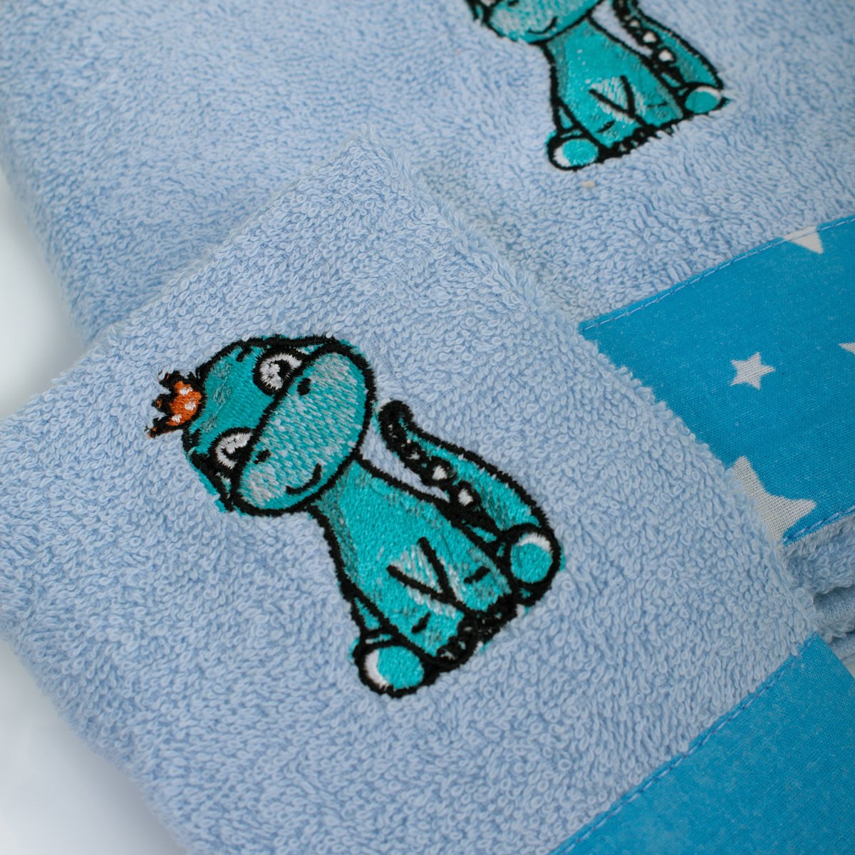 Παιδικές Πετσέτες (Σετ 2Τμχ) Dimcol Dinosaur 179 Sky Blue Βρεφικά Προίκα Μωρού - Βρεφικές Spitishop