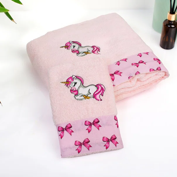Παιδικές Πετσέτες (Σετ 2τμχ) Dimcol Unicorn 187 Pink