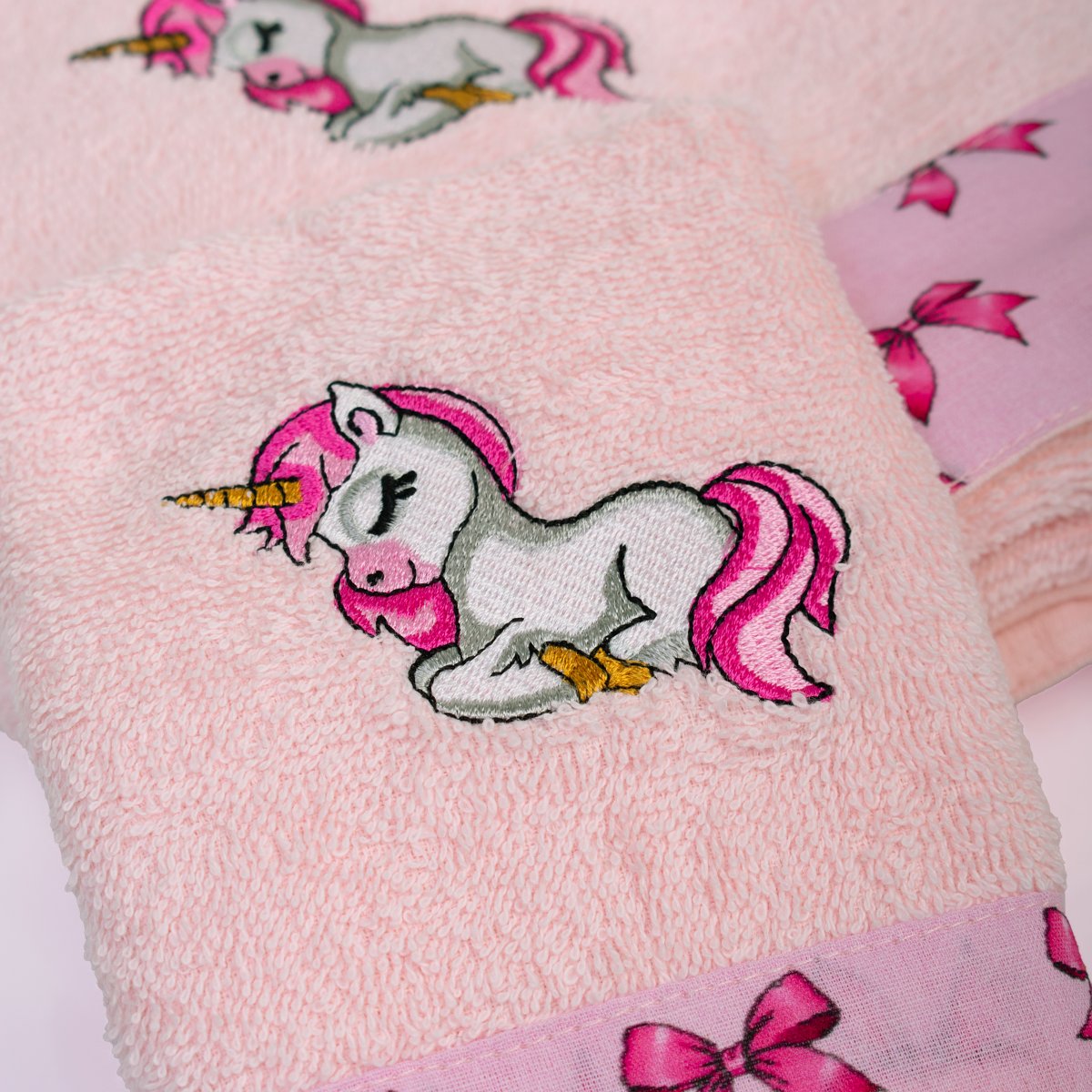 Παιδικές Πετσέτες (Σετ 2Τμχ) Dimcol Unicorn 187 Pink Βρεφικά Προίκα Μωρού - Βρεφικές Spitishop