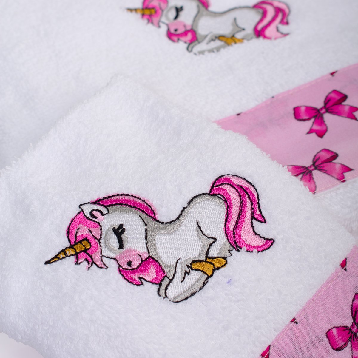 Παιδικές Πετσέτες (Σετ 2Τμχ) Dimcol Unicorn 188 White-Pink Βρεφικά Προίκα Μωρού - Βρεφικές Spitishop