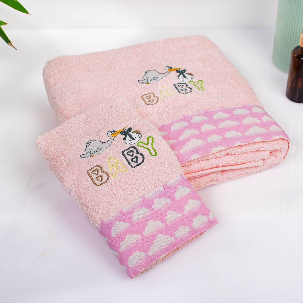 Παιδικές Πετσέτες (Σετ 2τμχ) Dimcol Stork 192 Pink