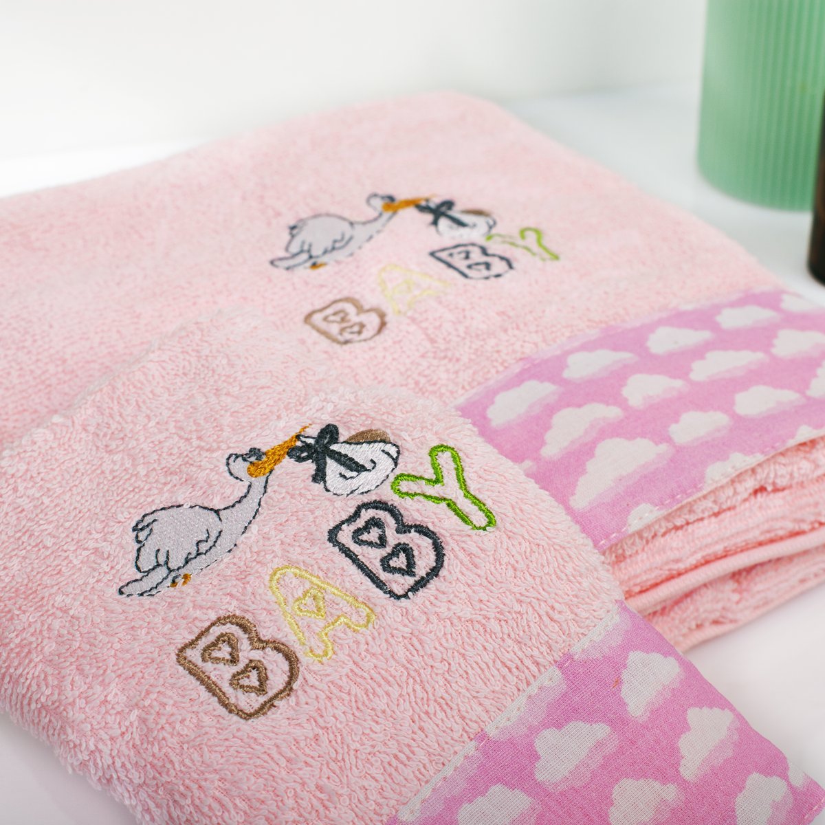 Παιδικές Πετσέτες (Σετ 2τμχ) Dimcol Stork 192 Pink