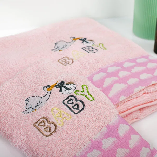 Παιδικές Πετσέτες (Σετ 2τμχ) Dimcol Stork 192 Pink