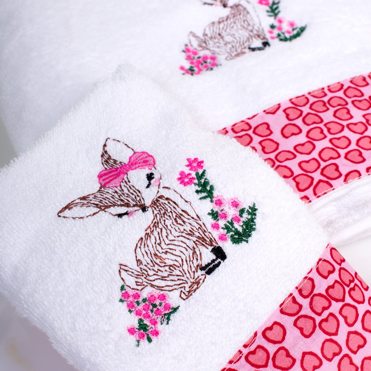 Παιδικές Πετσέτες (Σετ 2Τμχ) Dimcol Deer 197 White-Pink Βρεφικά Προίκα Μωρού - Βρεφικές Spitishop