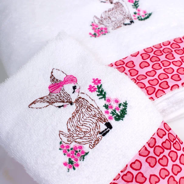 Παιδικές Πετσέτες (Σετ 2τμχ) Dimcol Deer 197 White-Pink