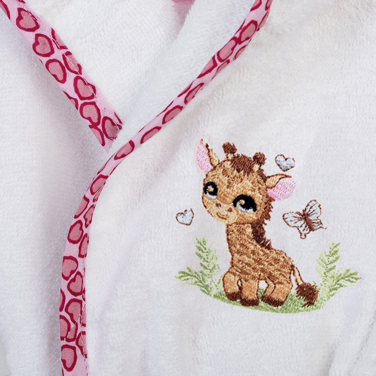 Βρεφικό Μπουρνούζι Dimcol Giraffe 172 White-Pink Παιδικά Μπουρνούζια - Βρεφικά για Κορίτσια Spitishop