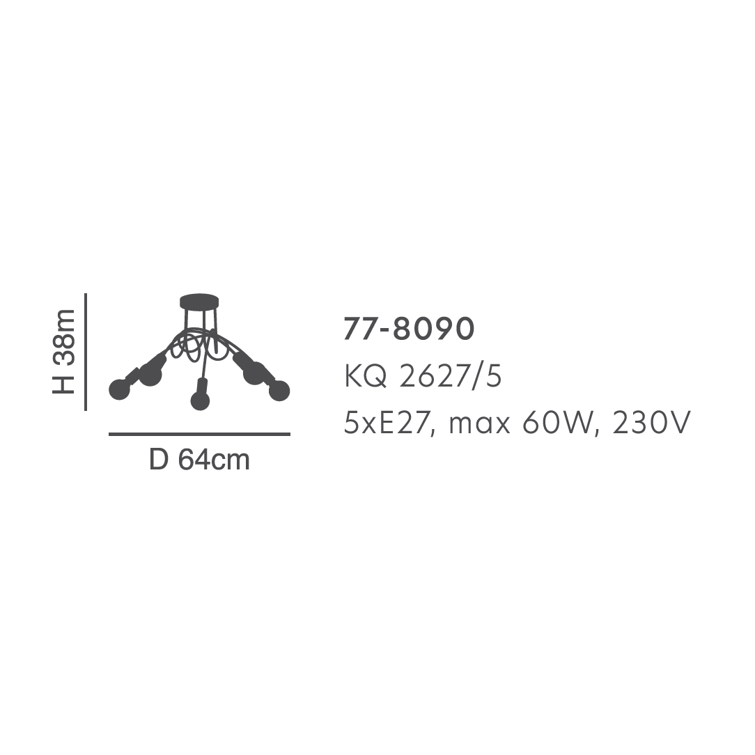 Φωτιστικό Οροφής Πολύφωτο Homelighting Quirky 77-8090 Bronze Φωτιστικά Κρεμαστά Τραπεζαρίας Spitishop