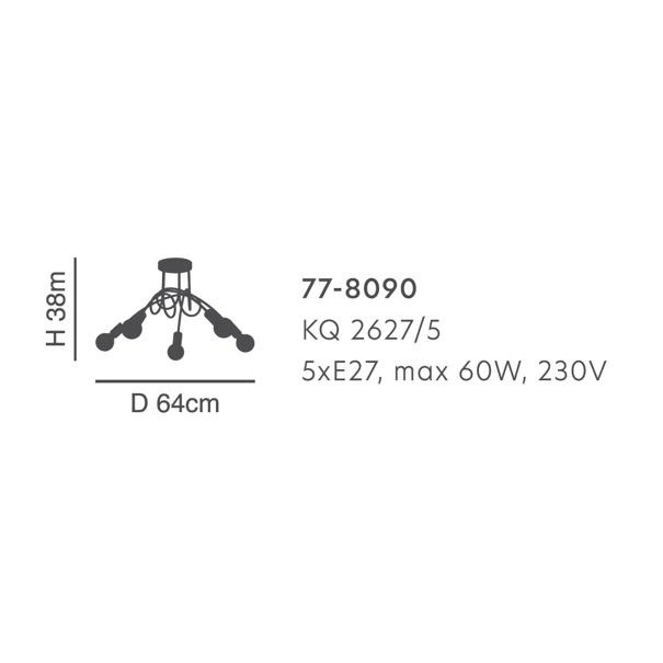 Φωτιστικό Οροφής Πολύφωτο Homelighting Quirky 77-8090 Bronze