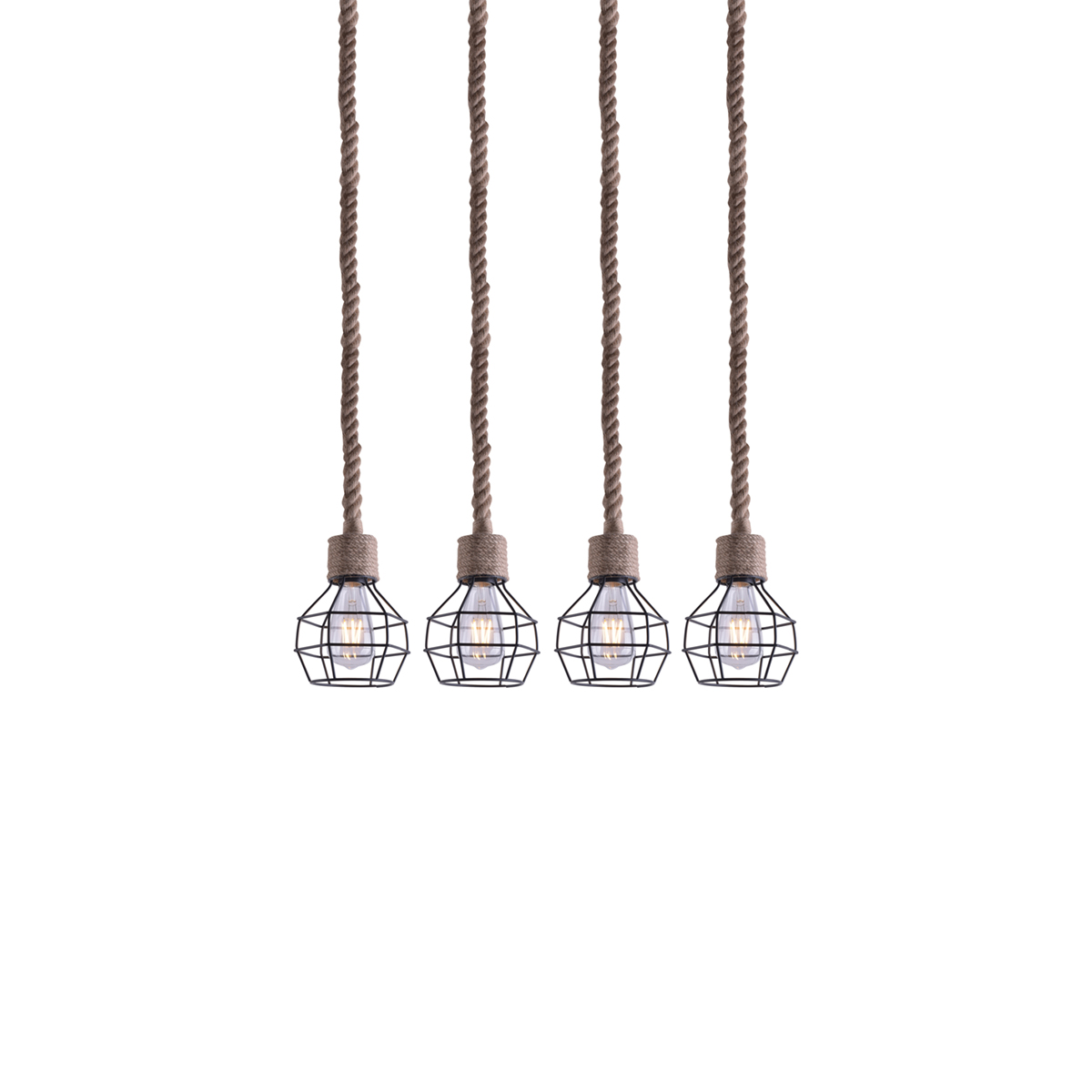 Φωτιστικό Οροφής Πολύφωτο Homelighting Grenade 77-3684 Rope/Black Matt