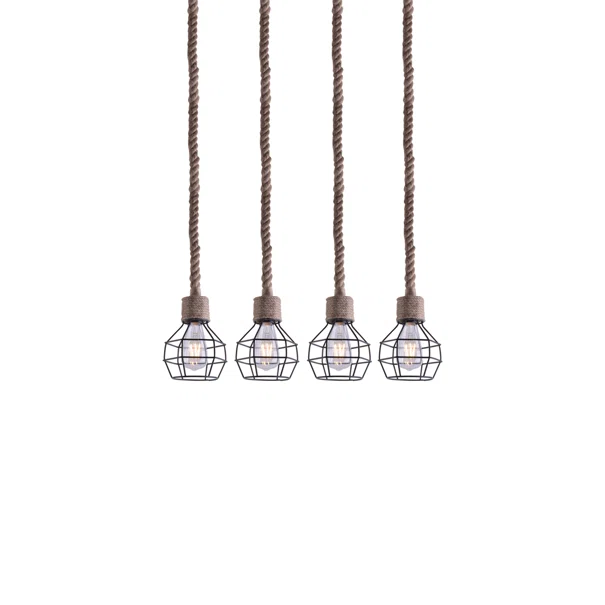 Φωτιστικό Οροφής Πολύφωτο Homelighting Grenade 77-3684 Rope/Black Matt