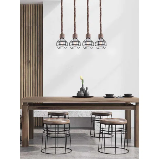 Φωτιστικό Οροφής Πολύφωτο Homelighting Grenade 77-3684 Rope/Black Matt