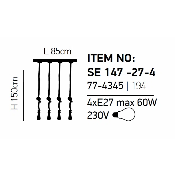 Φωτιστικό Οροφής Πολύφωτο Homelighting Maya 77-4345 Black