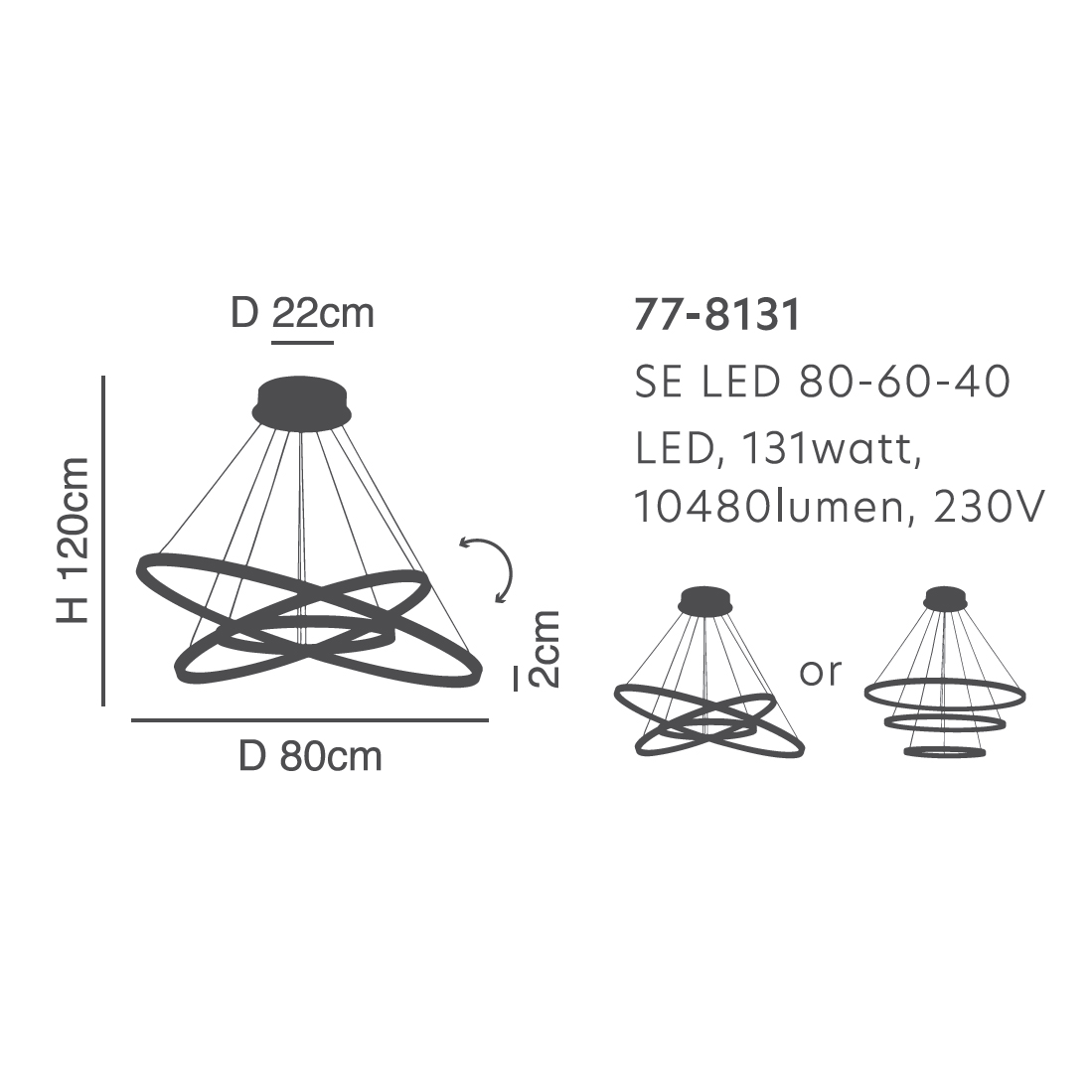 Φωτιστικό Οροφής Led Dimmable Homelighting Morelli 77-8131 Coffee Φωτιστικά Κρεμαστά Spitishop