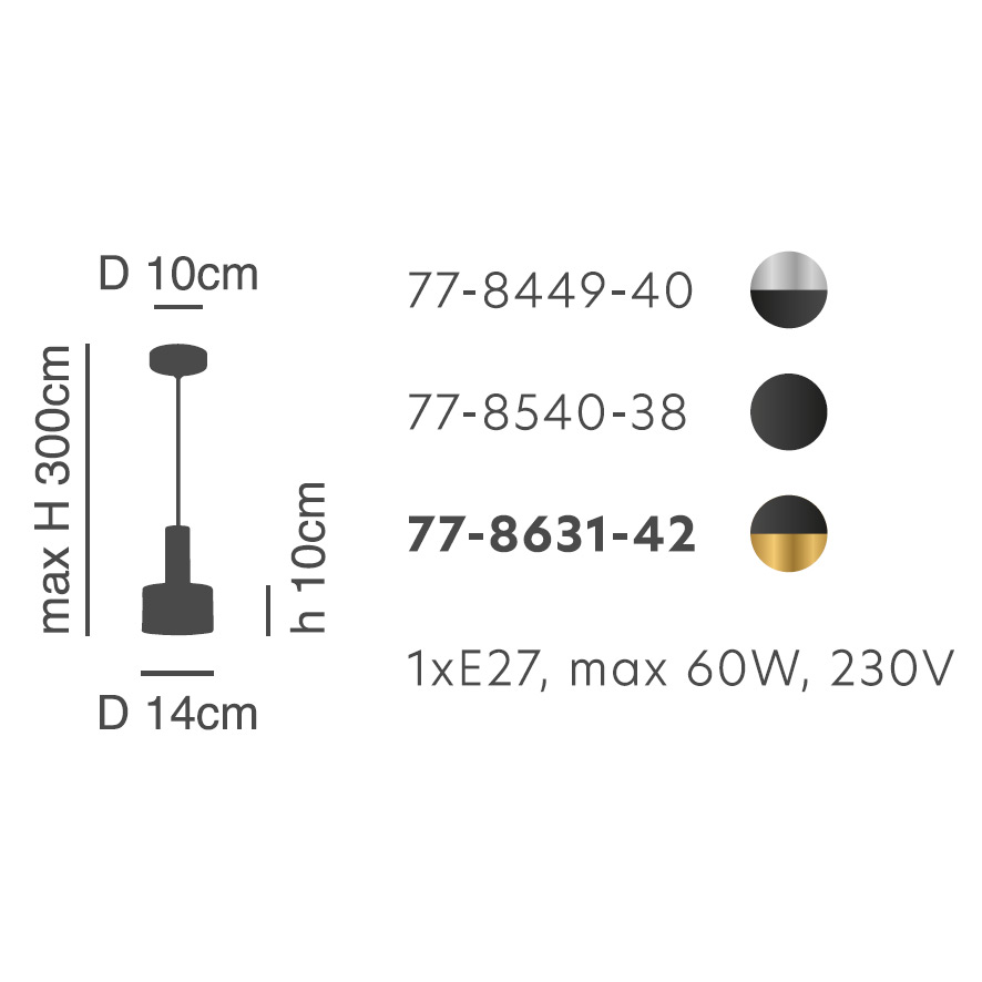 Φωτιστικό Οροφής Μονόφωτο Homelighting 77-8631 Gold Black Φωτιστικά Κρεμαστά Spitishop