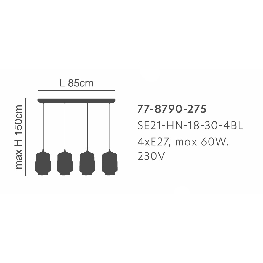 Φωτιστικό Οροφής Πολύφωτο Homelighting Gaby 77-8790 Honey Black Φωτιστικά Κρεμαστά Τραπεζαρίας Spitishop