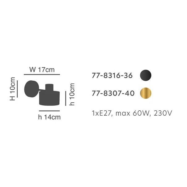 Απλίκα Τοίχου Homelighting 77-8316 Black