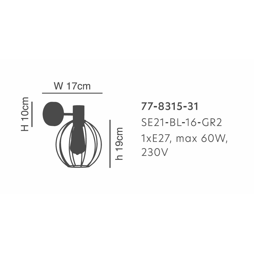 Απλίκα Τοίχου Homelighting 77-8315 Black Φωτιστικά Μοντέρνα Spitishop