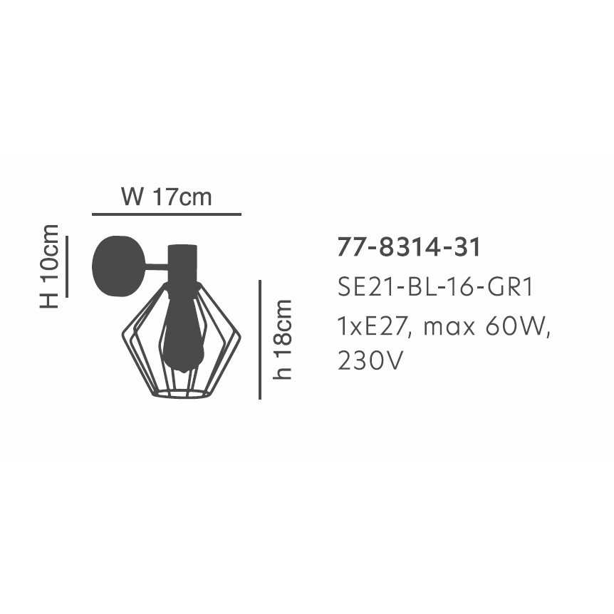 Απλίκα Τοίχου Homelighting 77-8314 Black Φωτιστικά Μοντέρνα Spitishop