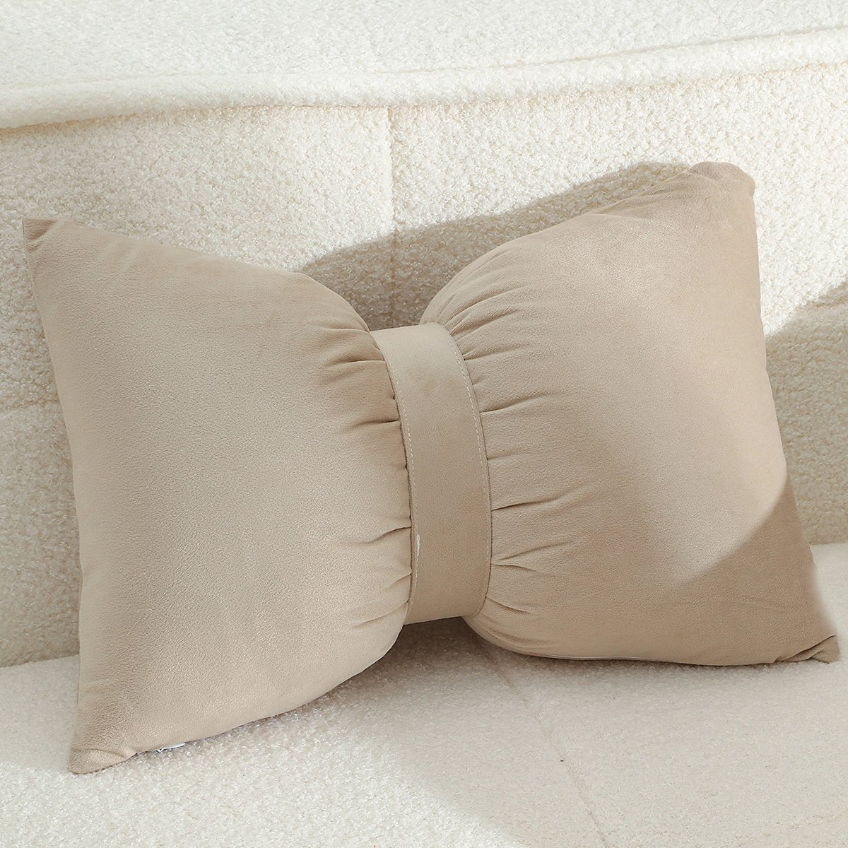 Διακοσμητικό Μαξιλάρι Βελουτέ (35x50) Melinen Bow Beige