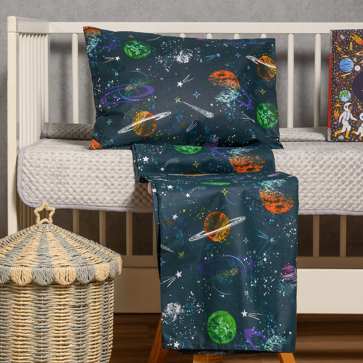 Σεντόνια Κούνιας (Σετ) Melinen Baby Line Interstellar Blue