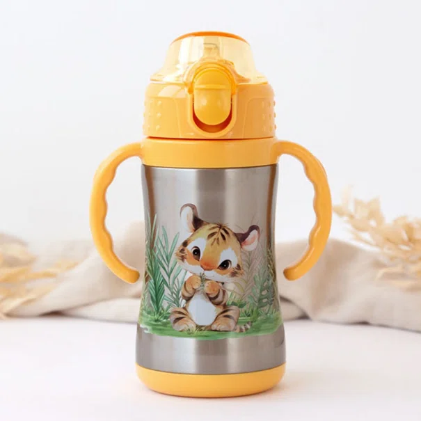 Παγούρι - Θερμός 280ml Με Καλαμάκι Kiokids Λιονταράκι 6328
