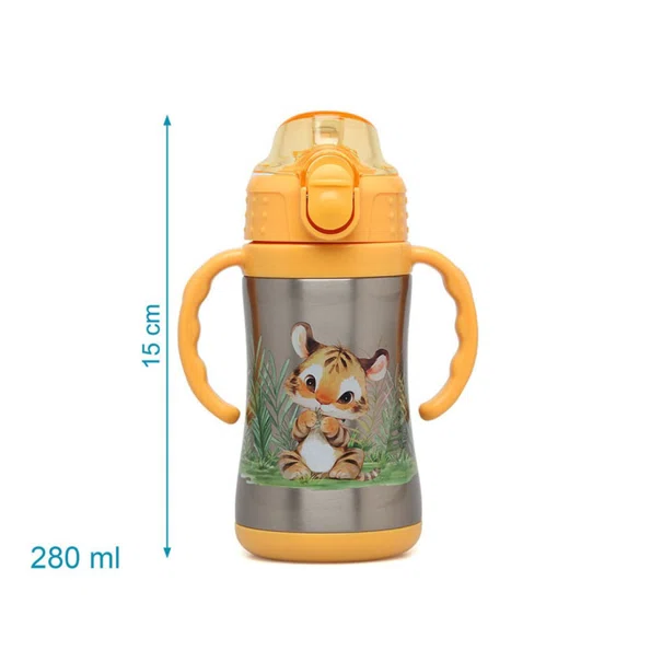Παγούρι - Θερμός 280ml Με Καλαμάκι Kiokids Λιονταράκι 6328