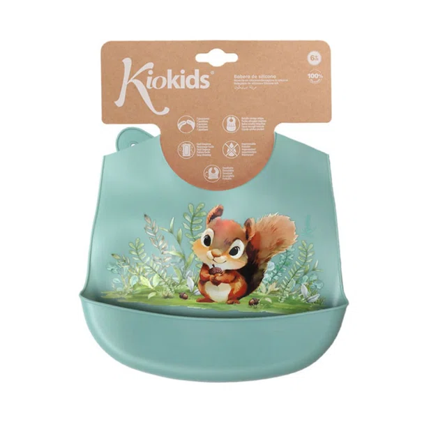 Σαλιάρα Σιλικόνης 4+ Μηνών Kiokids Σκιουράκι 6346