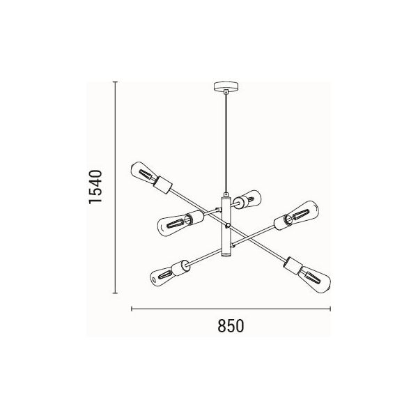 Φωτιστικό Οροφής Πολύφωτο Eurolamp Edison 144-30122 Φωτιστικά Ξύλινα Spitishop
