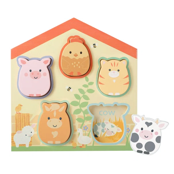Ξύλινο Παζλ Με 5 Σφηνώματα Orange Tree Toys Barn 60-06719