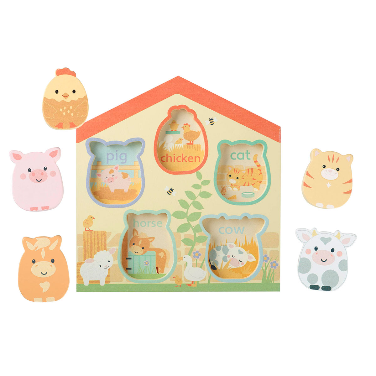 Ξύλινο Παζλ με 5 Σφηνώματα Orange Tree Toys Barn 60-06719 Παιχνίδια Βρεφικά για Μωρά 12 - 18 Μηνών Spitishop