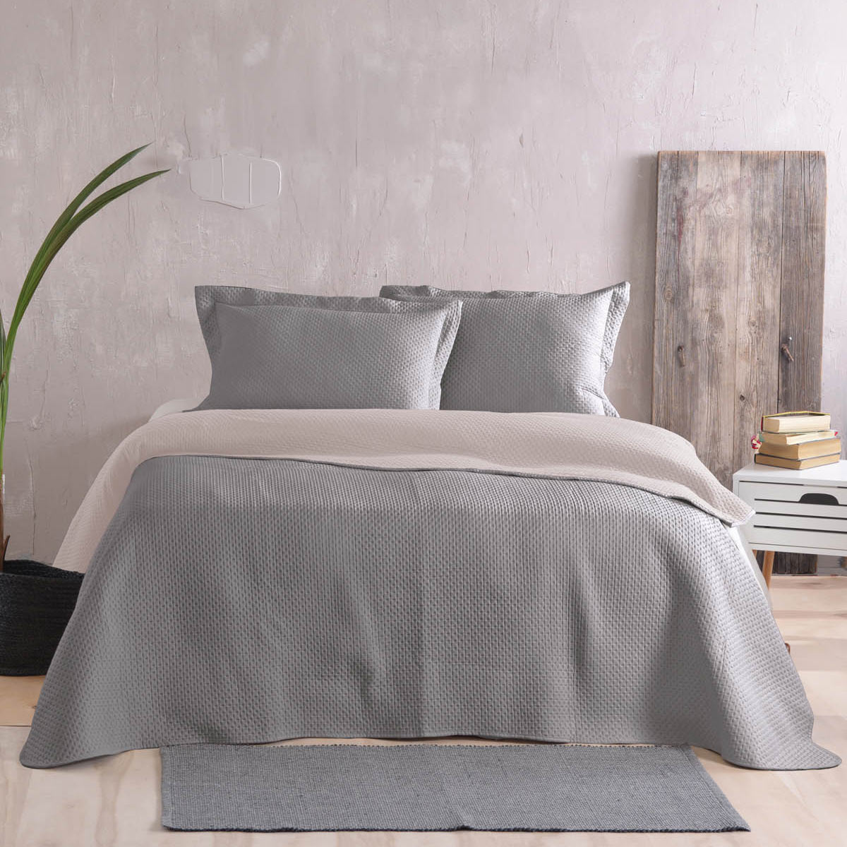Κουβερλί King Size (Σετ 240x250) 2 Όψεων Rythmos Allure Grey - Beige