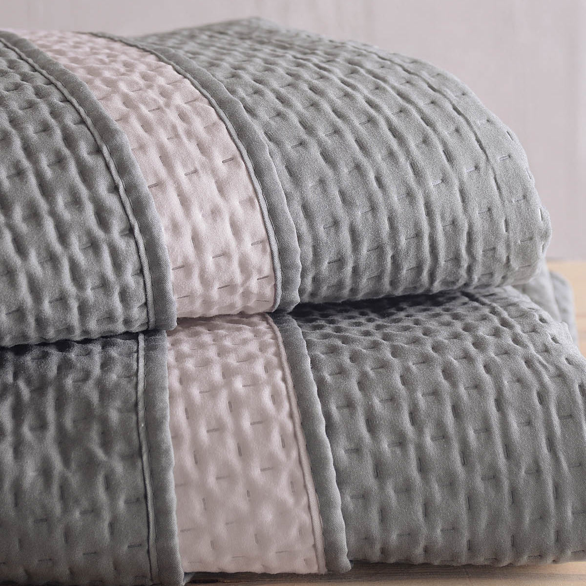 Κουβερλί King Size (Σετ 240X250) 2 Όψεων Rythmos Allure Grey - Beige Λευκά Είδη Κρεβατοκάμαρας Spitishop