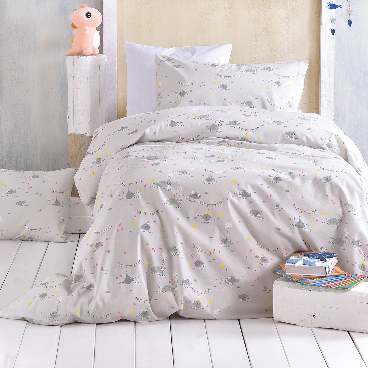 Παπλωματοθήκη Μονή (Σετ 160x250) Rythmos Kids Fouska Grey