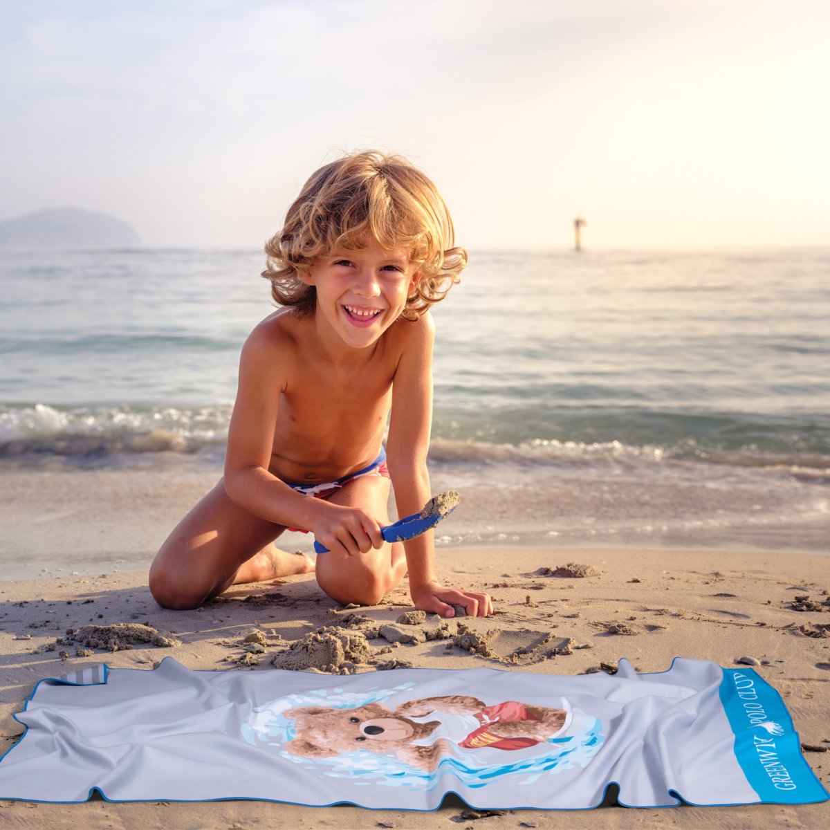 Παιδική Πετσέτα Θαλάσσης Microfiber 2 Όψεων (70X140) Greenwich Polo Club Junior 4179 Πετσέτες Παιδικές Spitishop