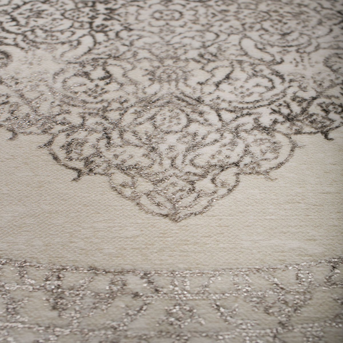 Στρογγυλό Χαλί All Season (Φ160) Βιοκαρπέτ Gossip 6185A White Vizon Χαλιά Vintage Spitishop